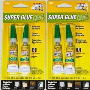 Set of 2 Super Glue Gel No Runs or Drips .25oz per set Great for Work at Home